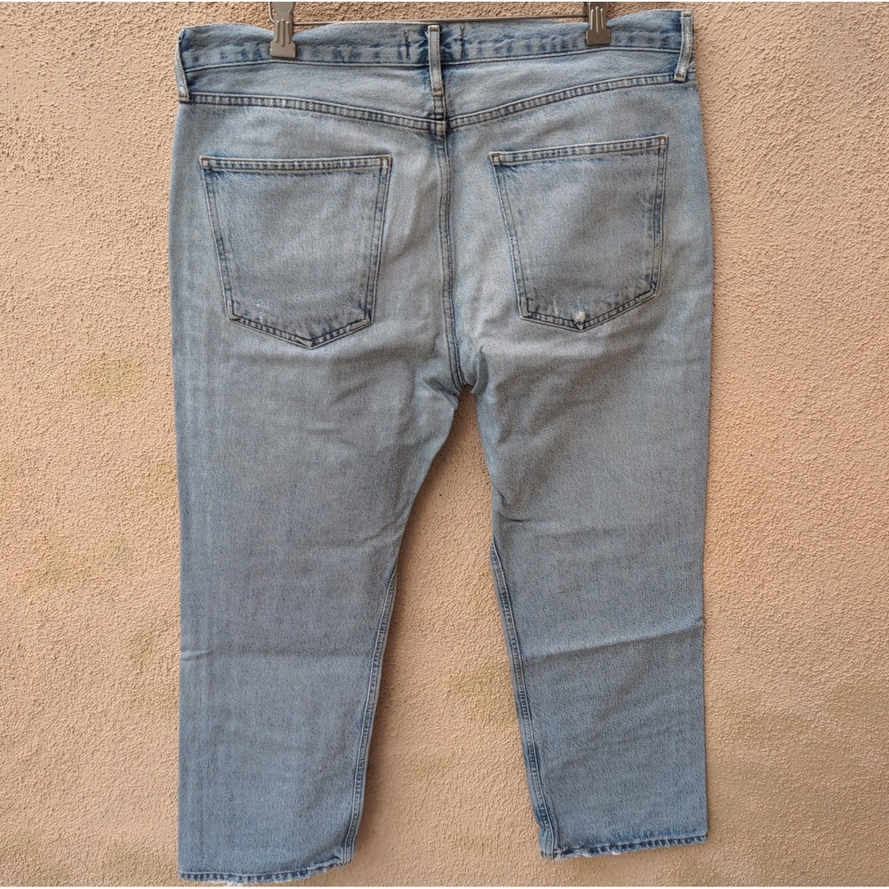AGOLDE Womens Ripley 32 Light Wash High Rise Straight Leg Organic Cotton Jeans